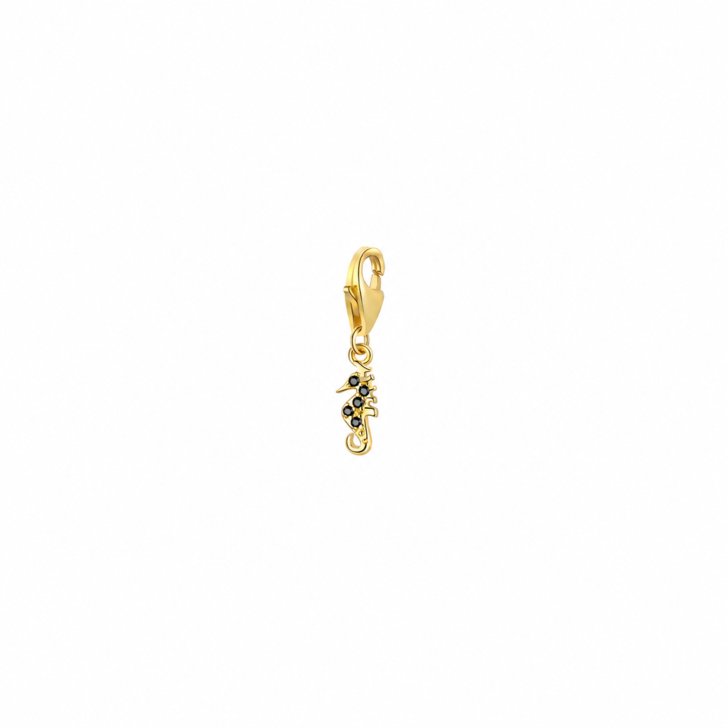 Charm Circonita - Caballito Mar 3*6 mm - Plata Bañado Oro Y Plata Rodiada