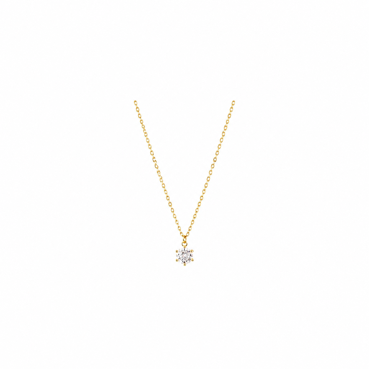 Collar Plata con piedra Moissanita - 6,5 mm - 38 + 4 cm - Bañado en Oro y Plata Rodiada
