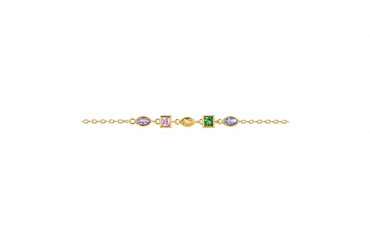 Sterling silver mix of shapes and colors cubic zirconia bracelet