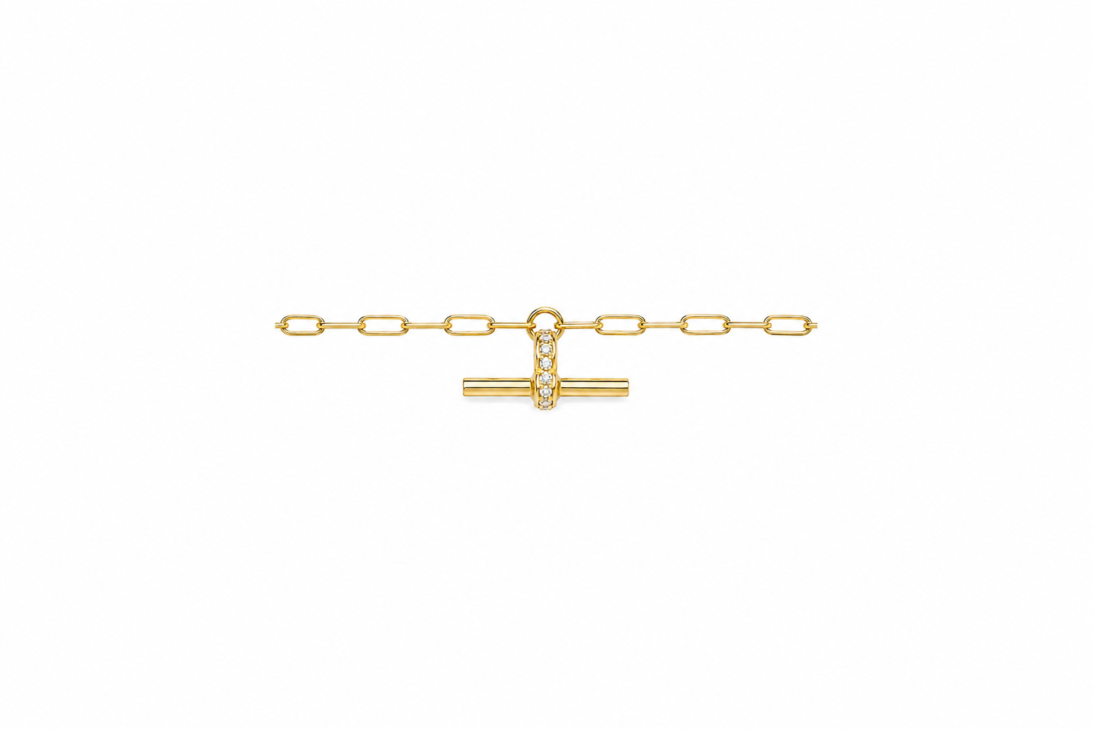 Pulsera plata 925 forzada eslabones alargada con t-bar