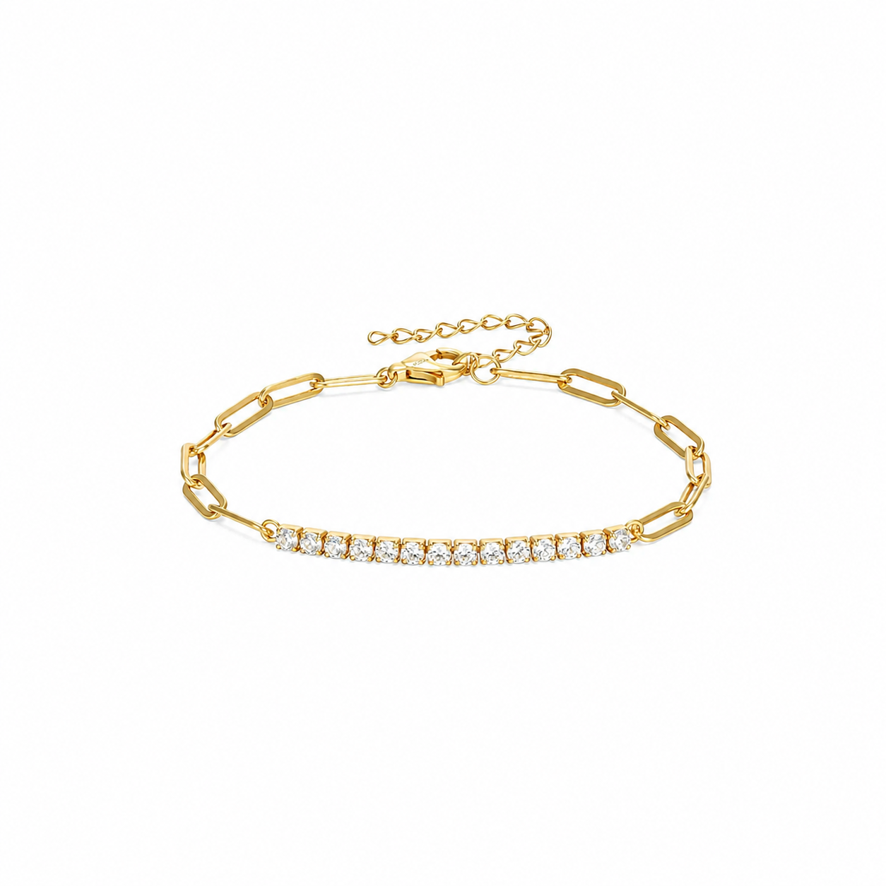 Pulsera Eslabón Tenis - Circonita - 16 + 4 cm - Bañada Oro y Plata Rodiada