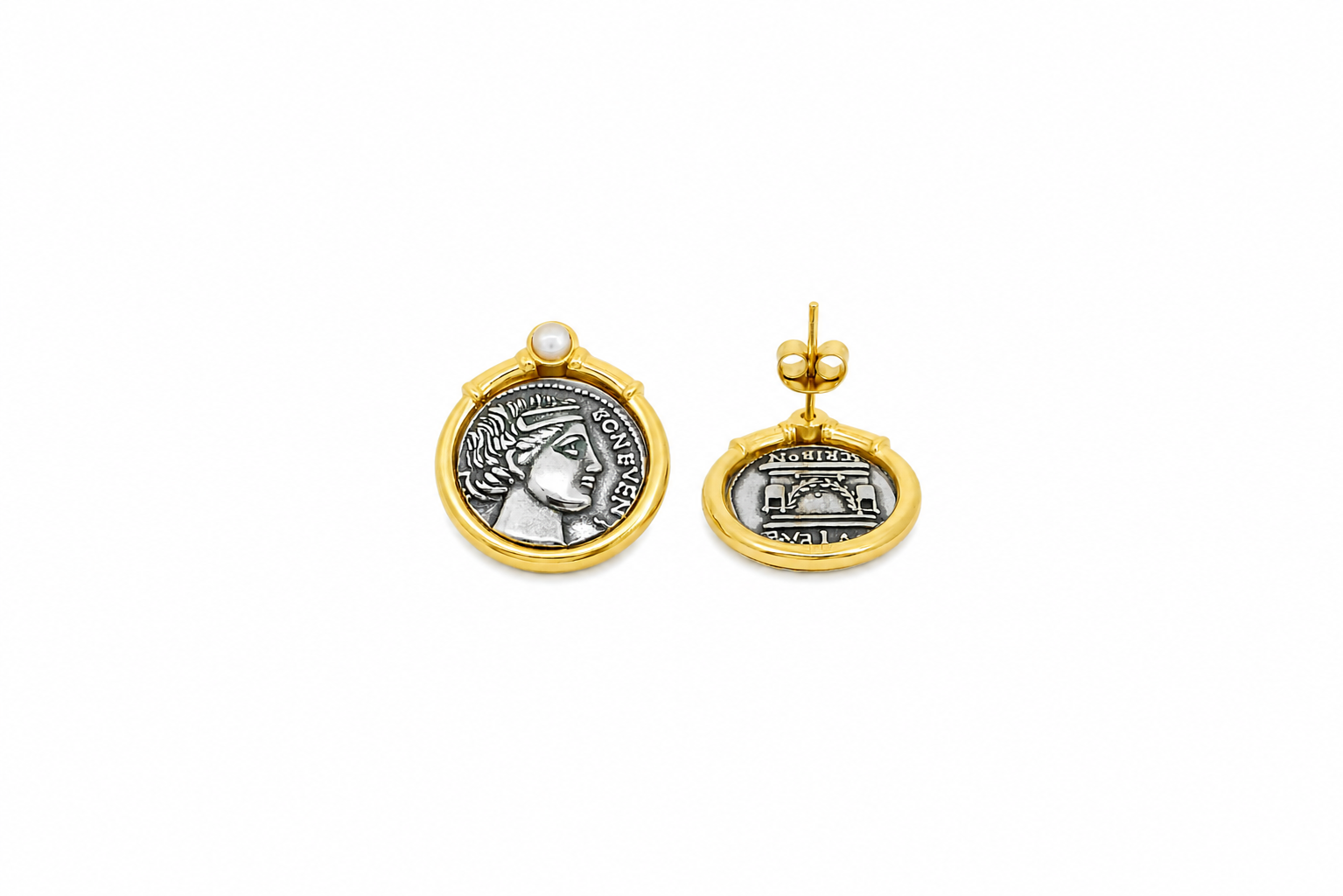 Pendiente plata 925 moneda romana bonus eventus