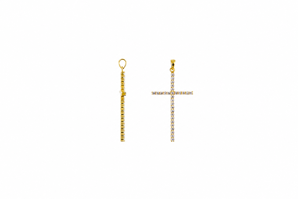 Colgante plata 925 cruz 47x26mm zirconitas de 2mm