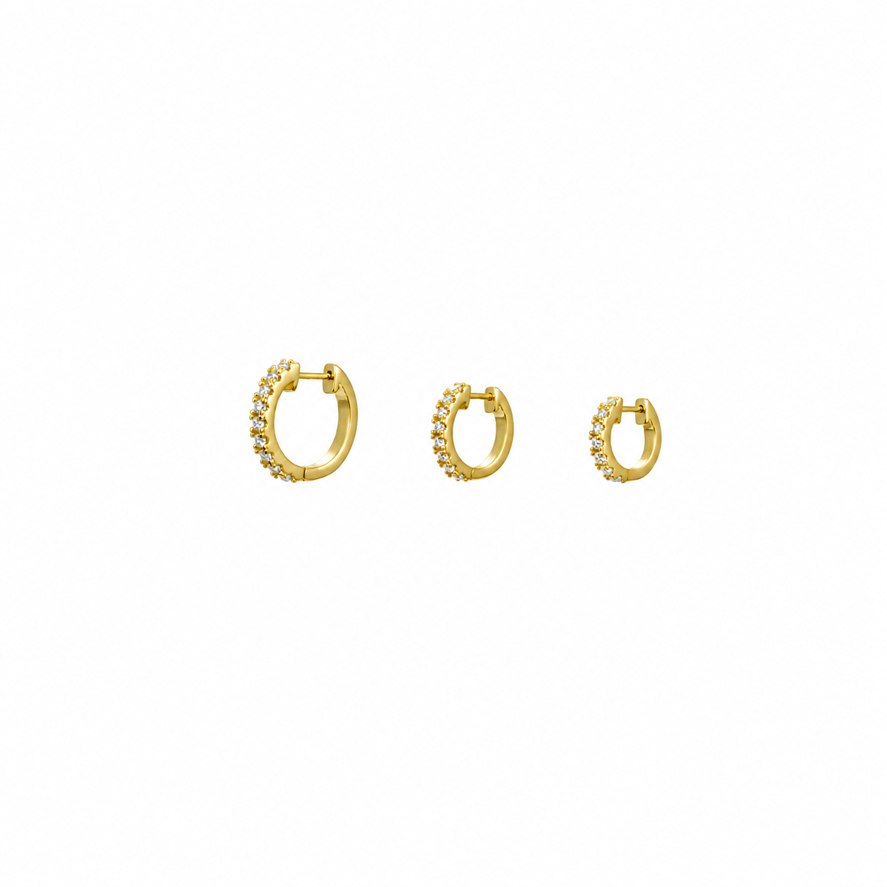Pendientes Aro con piedra Moissanita - 13, 14, 16 mm - Bañado en Oro y Plata Rodiada