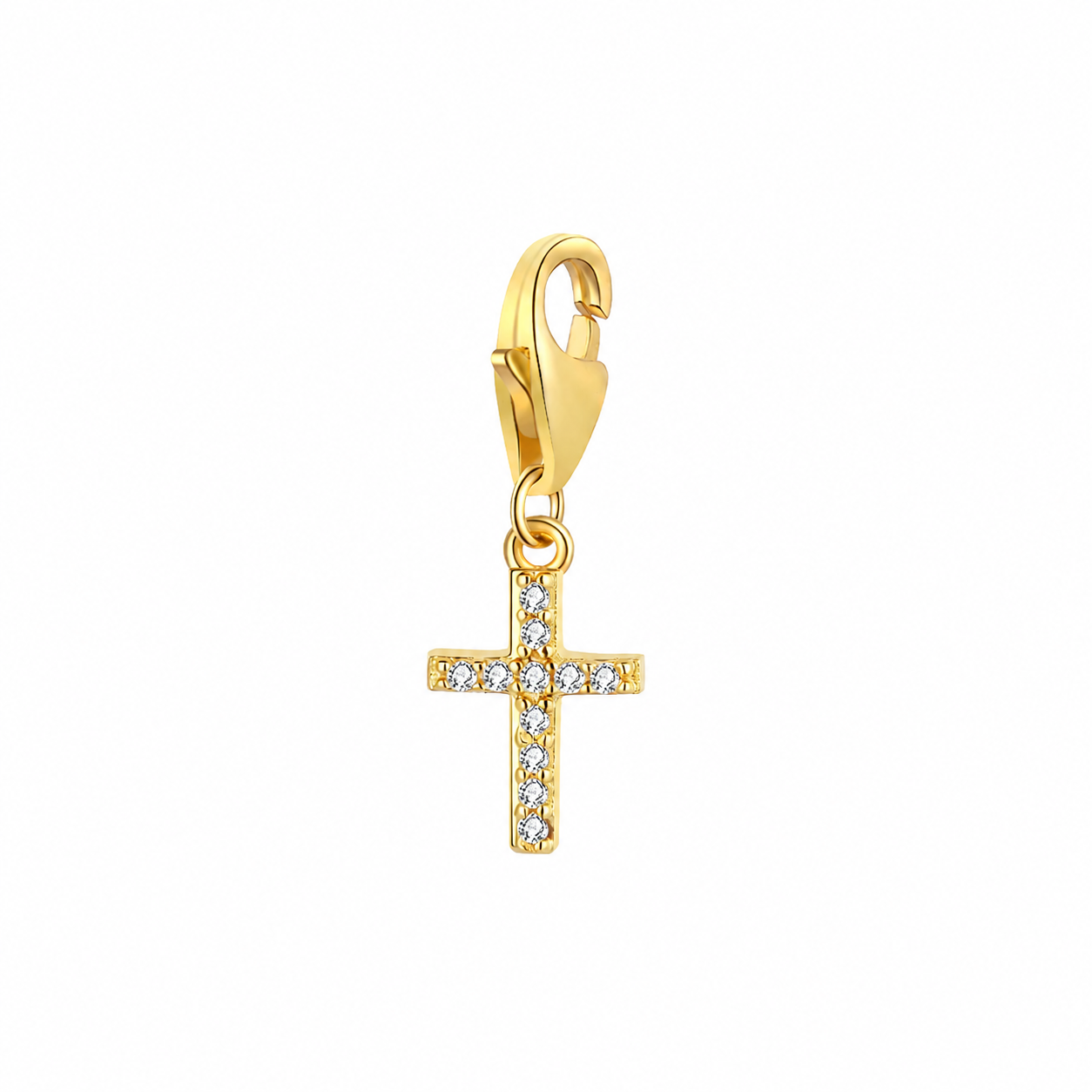 Charm Circonita - Cruz 6*8 mm - Plata Bañado Oro Y Plata Rodiada