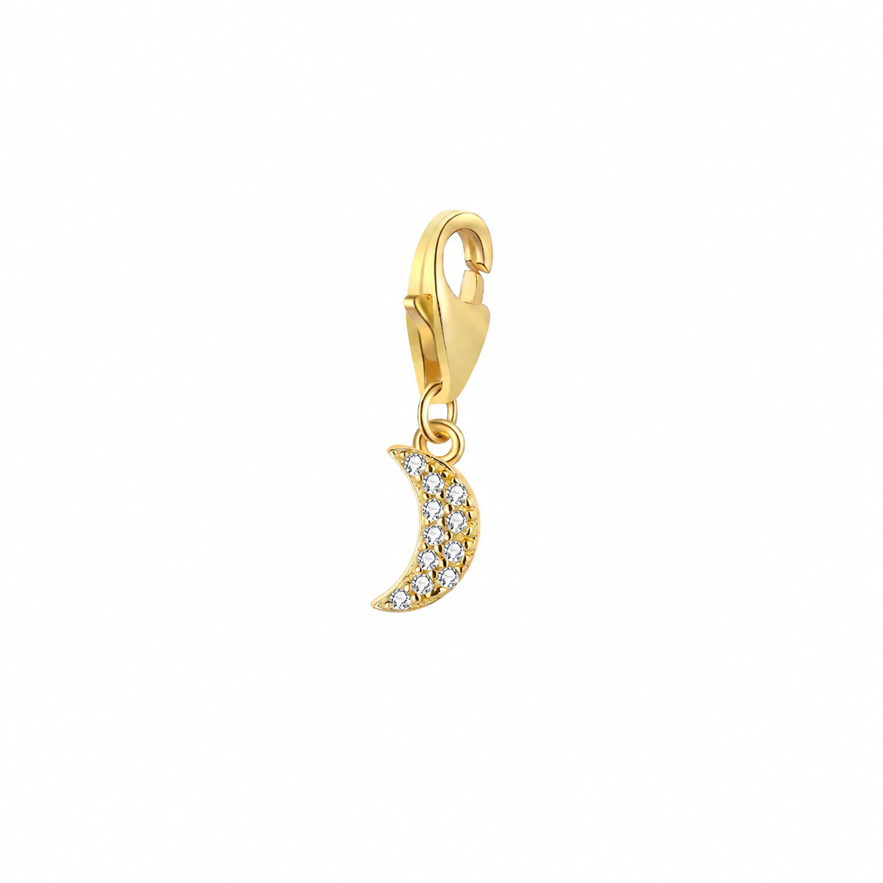 Charm Circonita - Luna 6,5*4 mm - Plata Bañado Oro Y Plata Rodiada