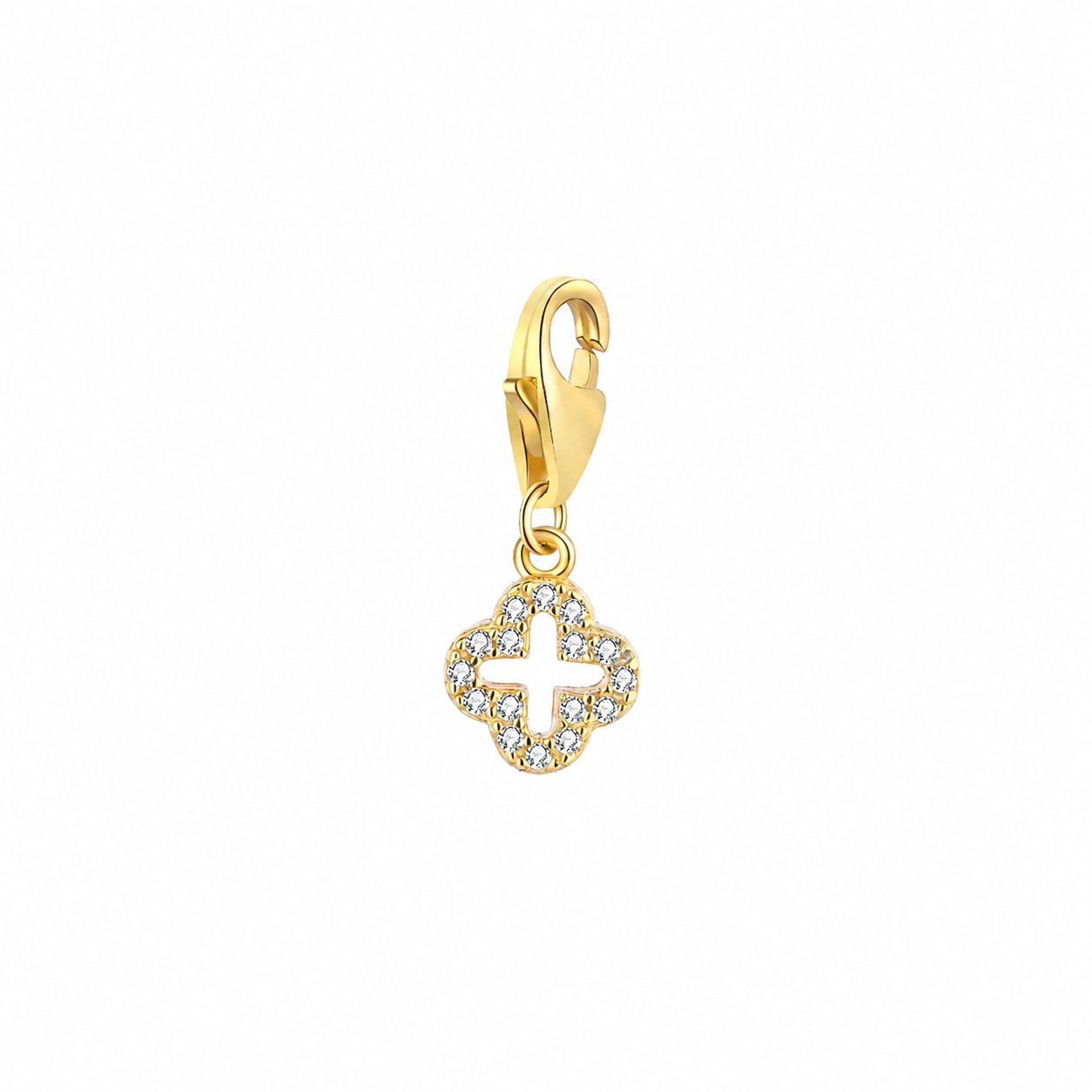 Charm Circonita - Cruz 6 mm - Plata Bañado Oro Y Plata Rodiada