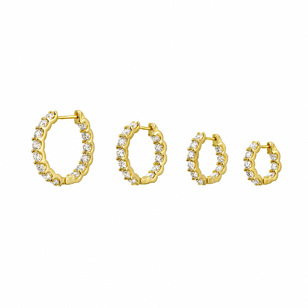Pendientes Aro - Moissanita - 15, 17, 19, 22 mm - Bañado Oro y Plata Rodiada