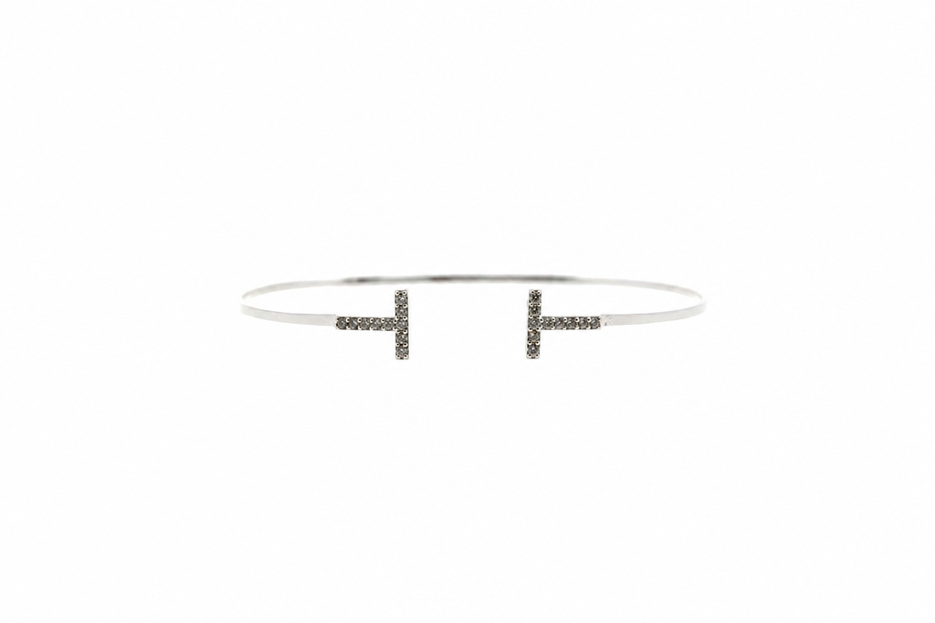 Brazalete plata 925 rigido barra cz
