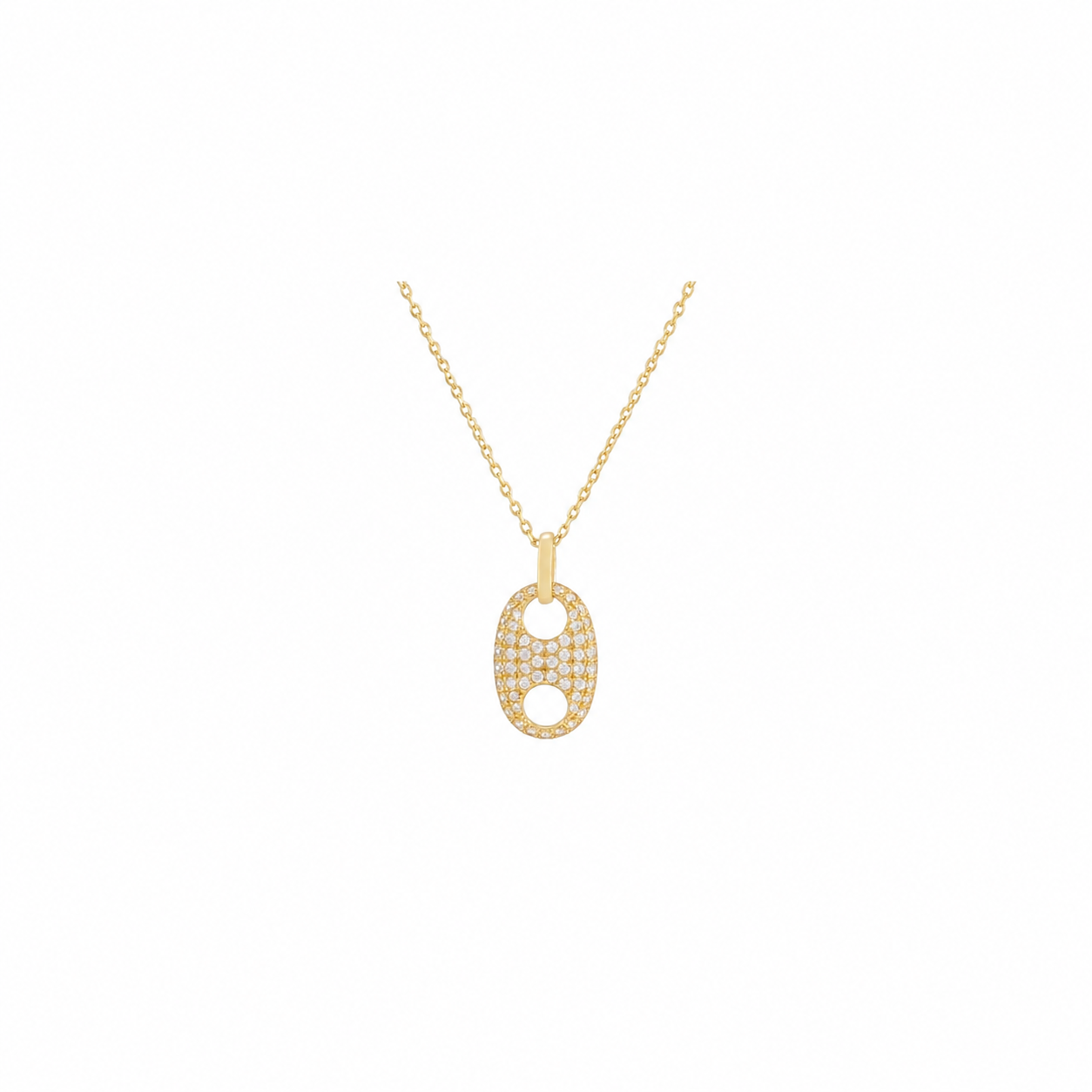 Collar Circonita -Eslabón 16*10 - 37+5cm - Bañado Oro