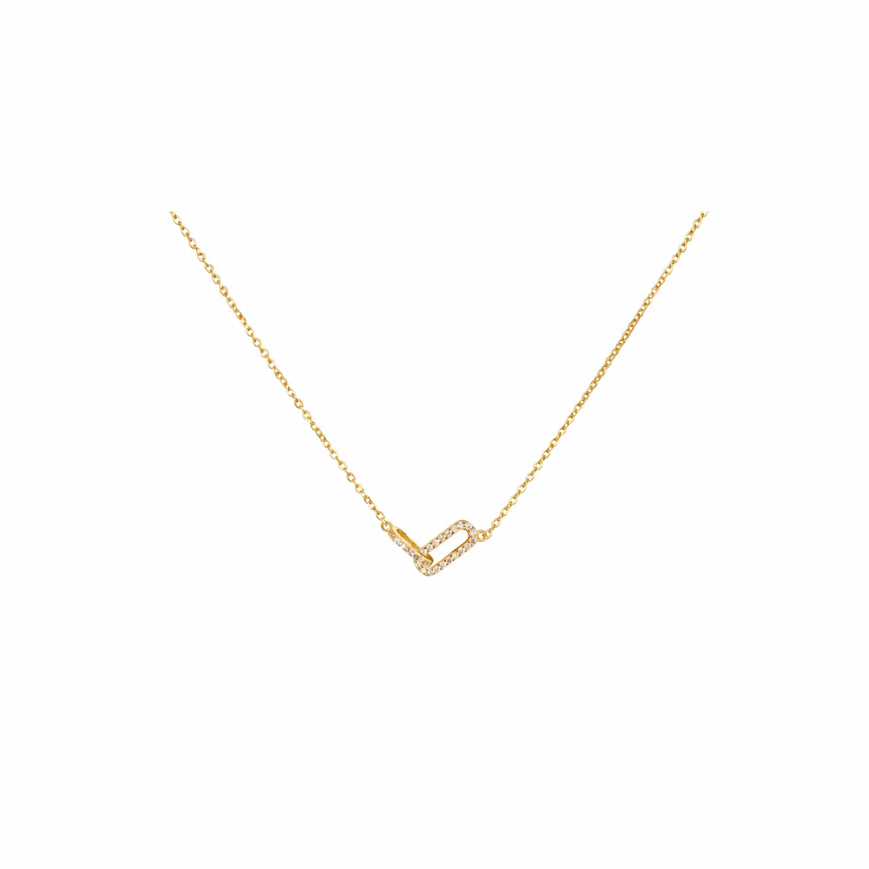 Collar Eslabón 17mm - Circonita - 38+5cm - Bañado Oro