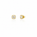 Pendientes con piedra Moissanita - Botón - 7 mm - Bañado en Oro y Plata Rodiada