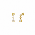 Pendientes con piedra Moissanita - Lágrima 7*5mm - 18 mm - Bañado en Oro y Plata Rodiada