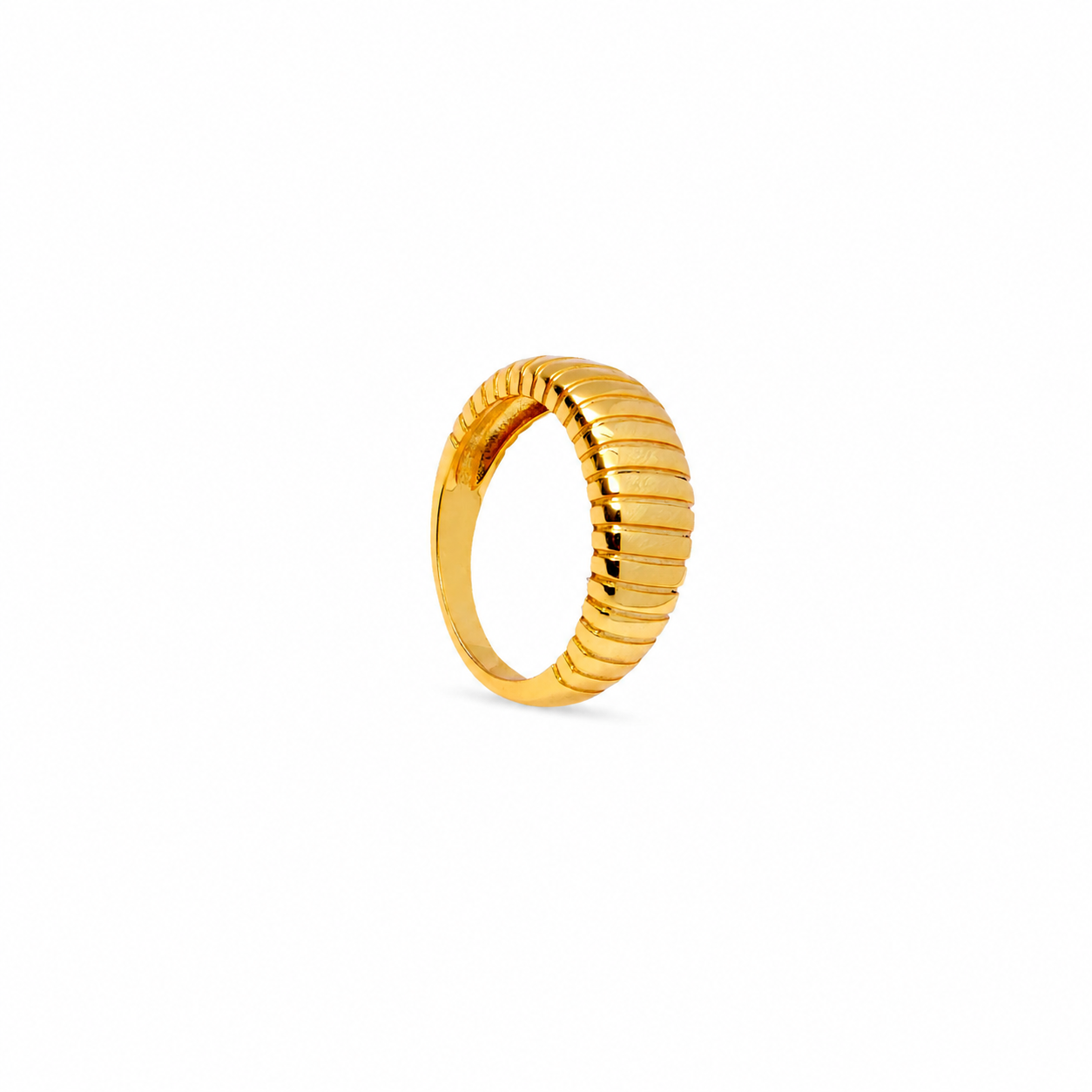 Anillo Rayas -7.5mm 1 Micron - Bañado Oro y Plata Rodiada