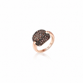 Anillo Cuadrado 15mm - Circonita Chocolate - Bañado Oro Rosa
