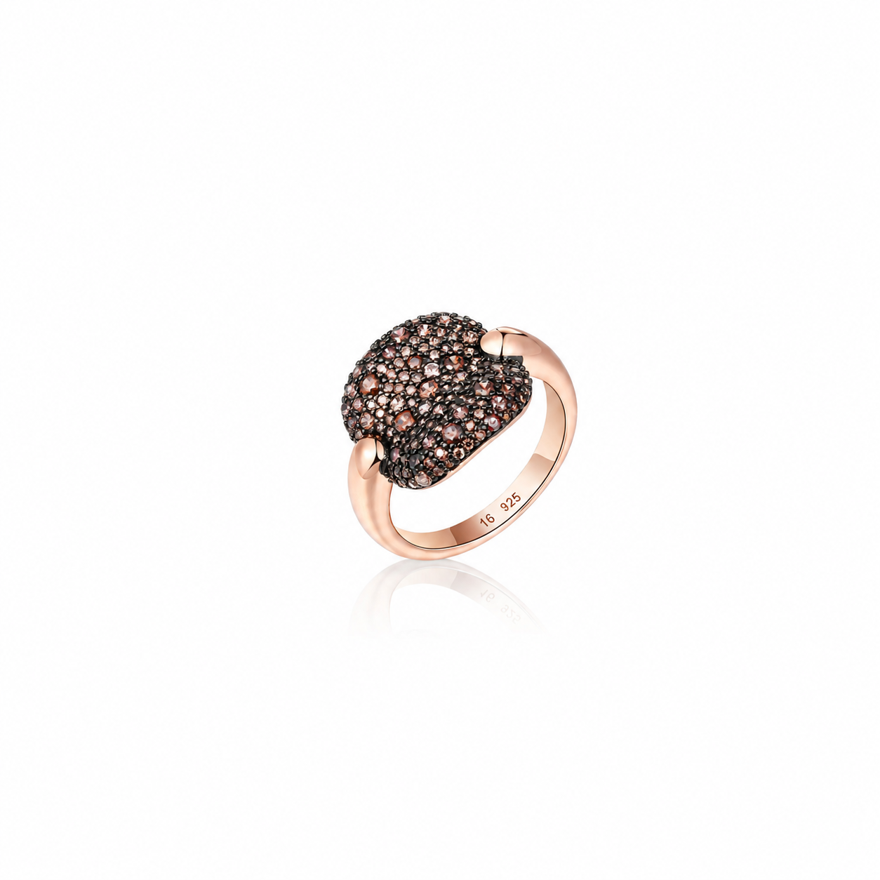 Anillo Cuadrado 15mm - Circonita Chocolate - Bañado Oro Rosa
