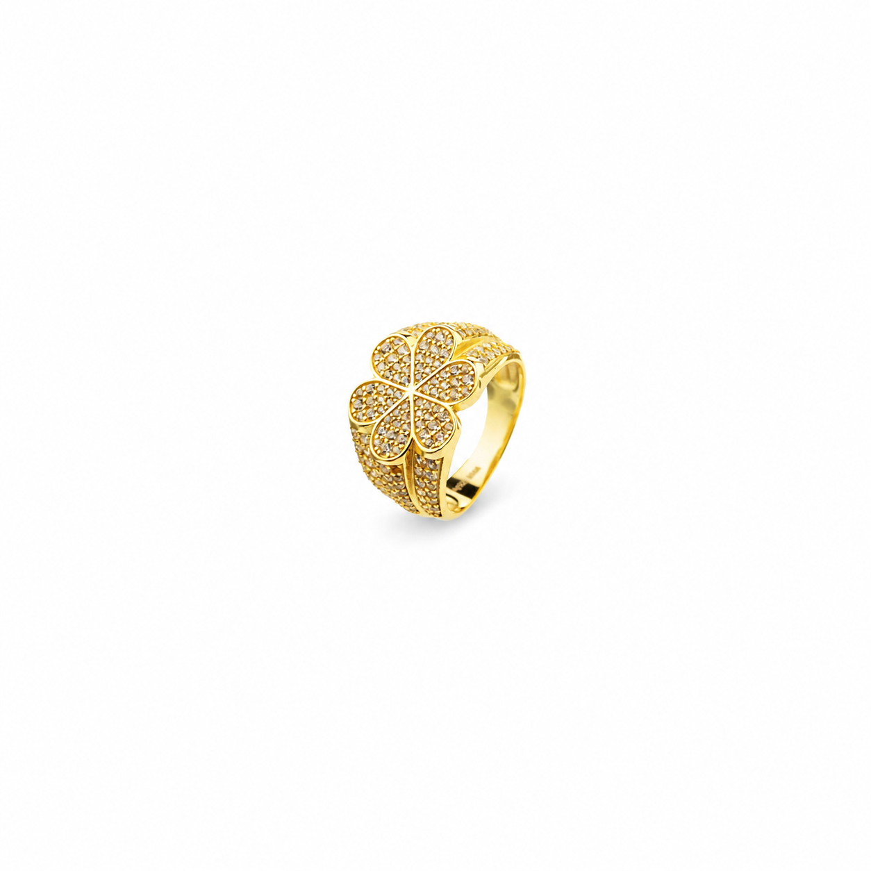 Anillo Plata - 20,5 mm Flor Circonita - T12,T14,T16,T18 - Bañado Oro