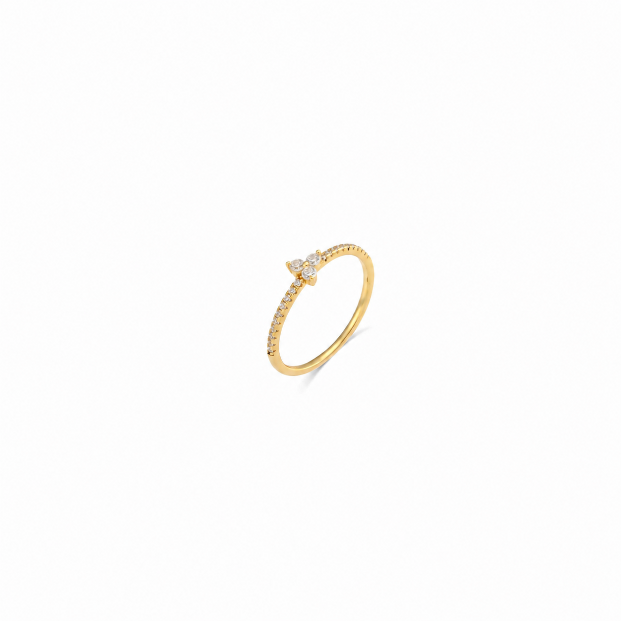 Anillo Flor Circonita - Bañado Oro y Plata Rodiada