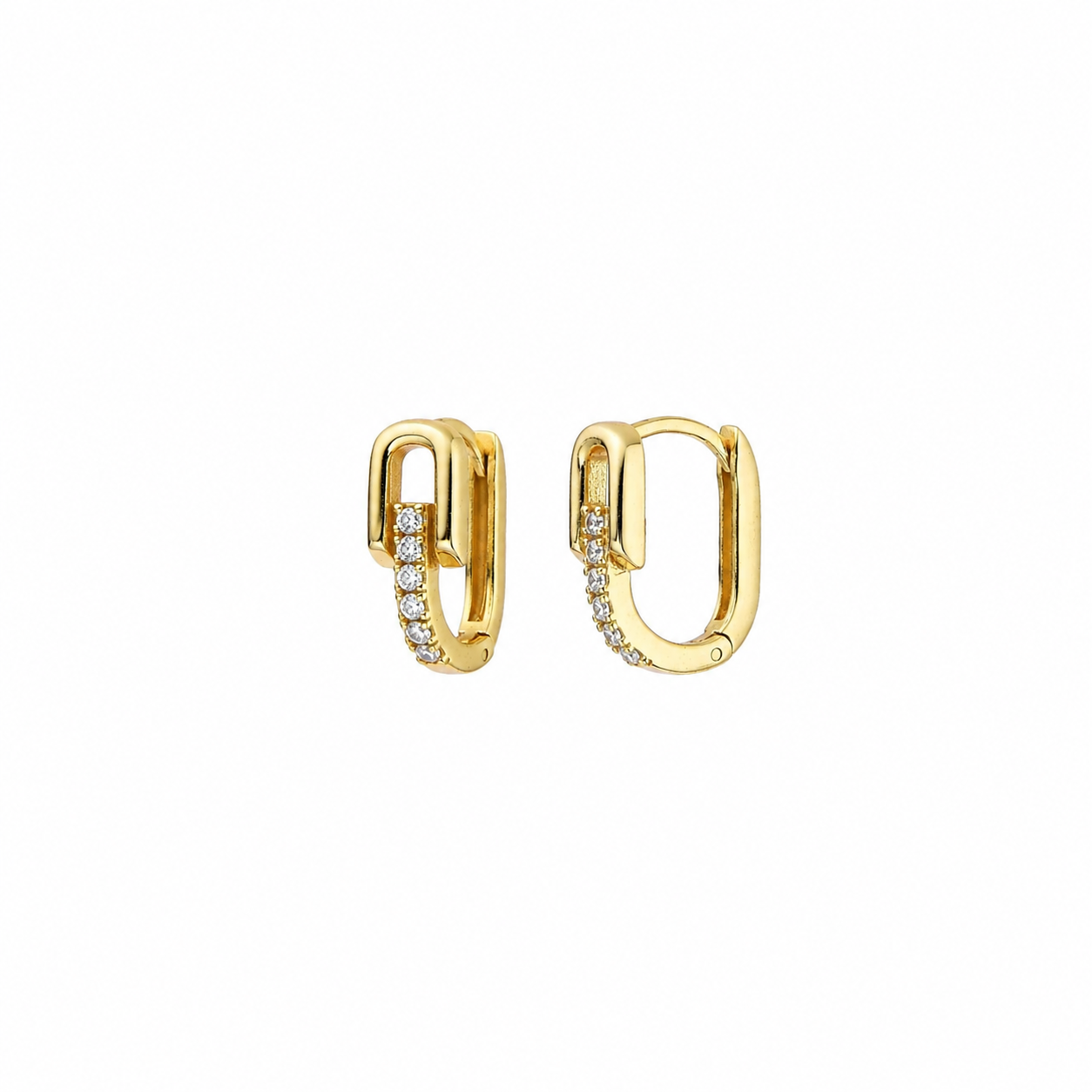 Pendientes Plata - Eslabón - 13 mm - Bañado Oro y Plata Rodiada