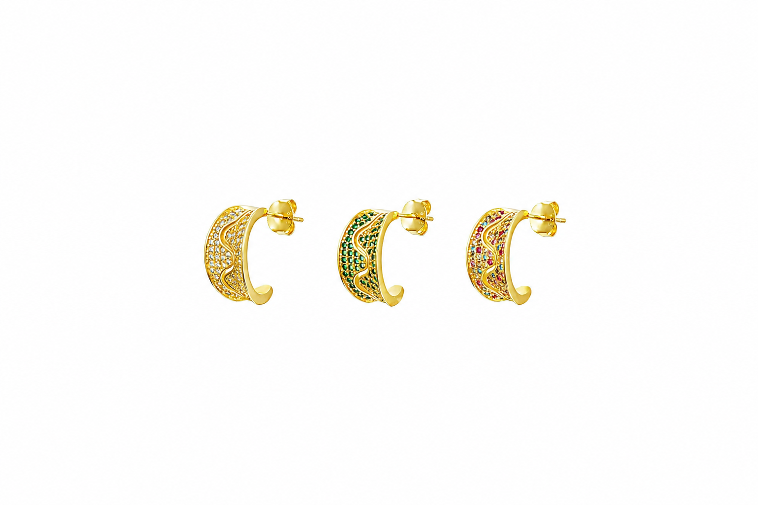 Pendientes Plata - Circonita - 17 mm - Bañado Oro y Plata Rhodiada