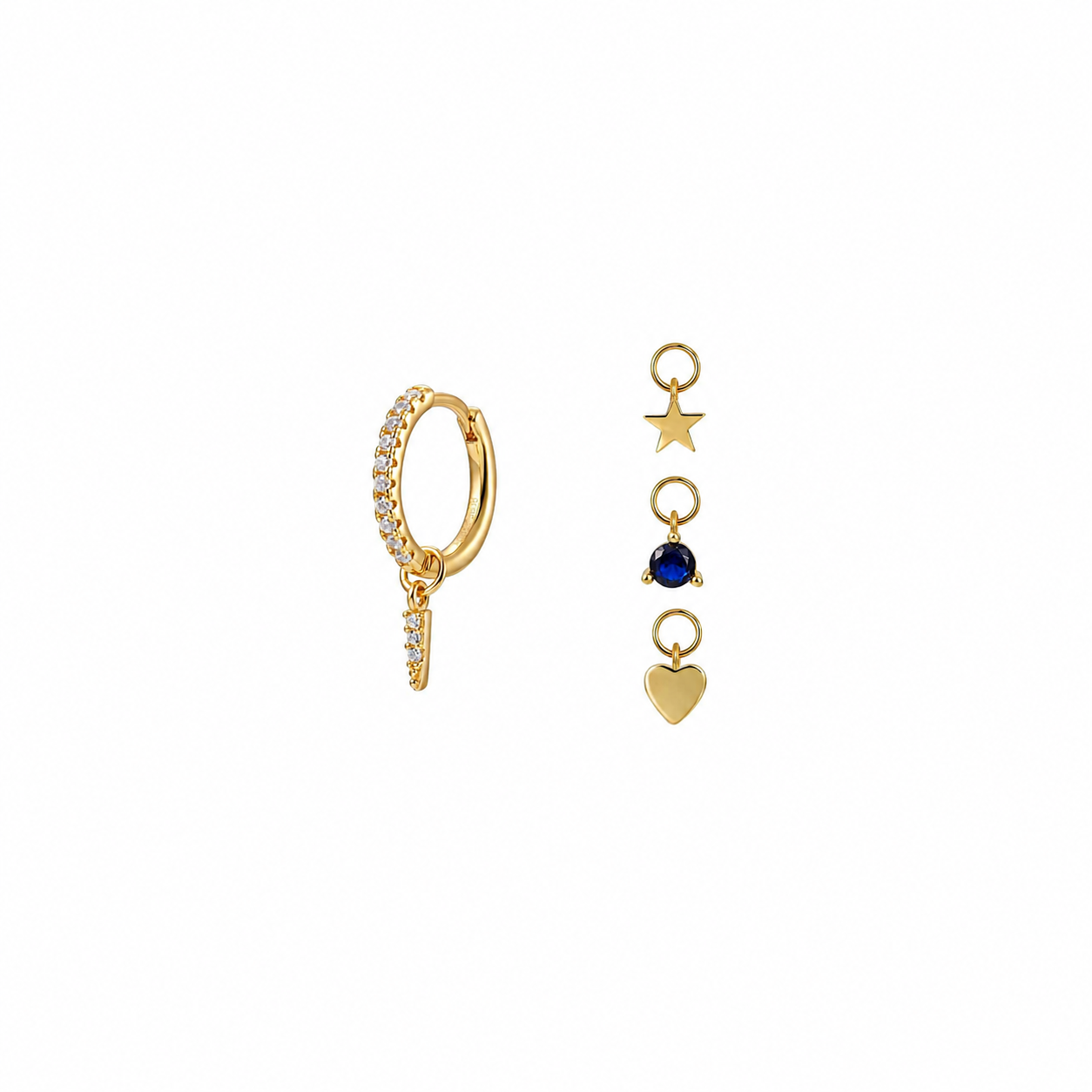 Pendientes Aro 4 charms - Zirconita