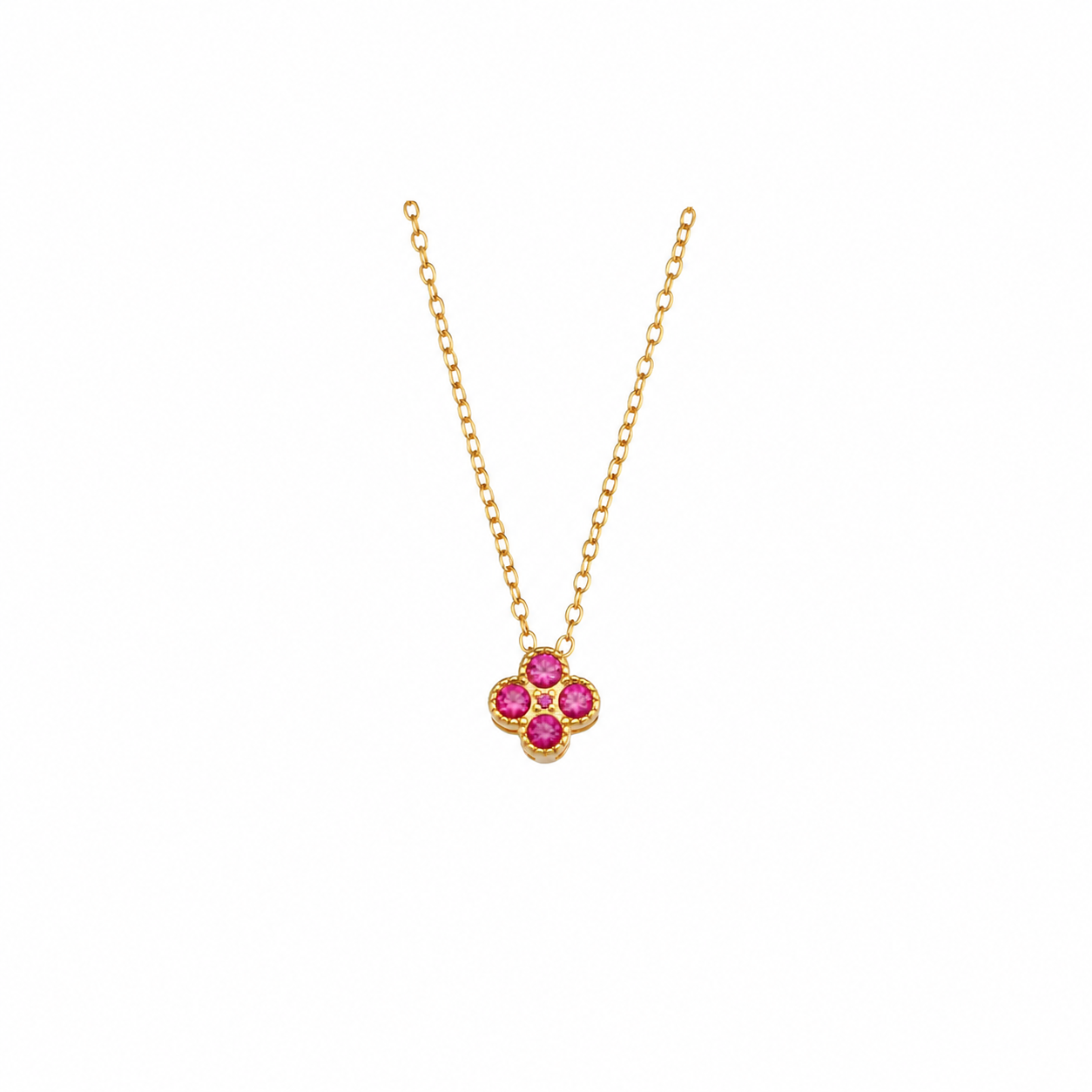 Collar Flor Circonita - 38 + 5 cm - Bañado Oro y Plata Rodiada