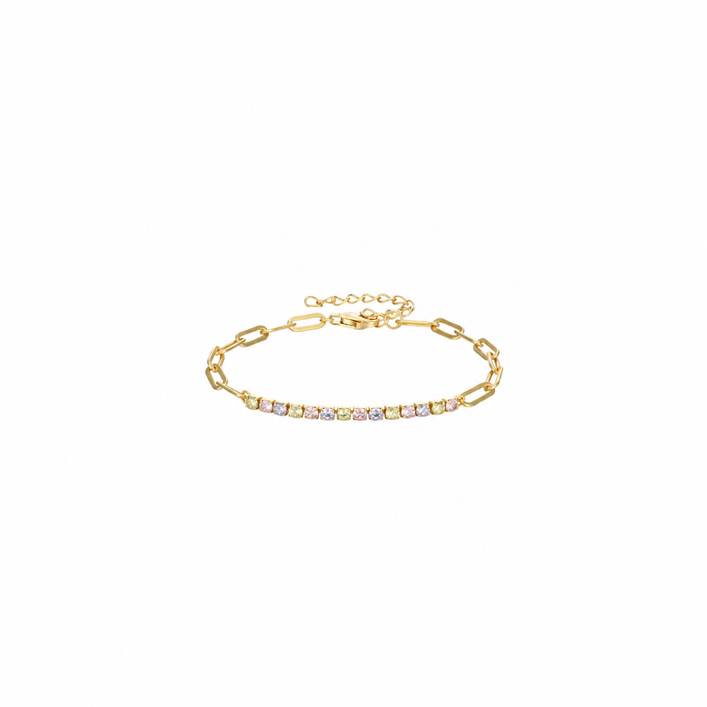 Pulsera Eslabón Tenis - Circonita - 16 + 4 cm - Bañada Oro y Plata Rodiada