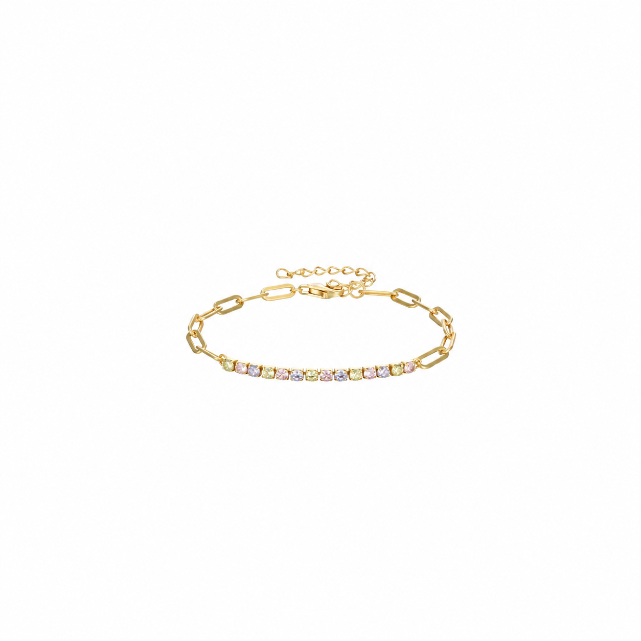 Pulsera Eslabón Tenis - Circonita - 16 + 4 cm - Bañada Oro y Plata Rodiada