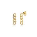 Pendientes Plata Circonita - 16 mm - Eslabón - Bañado Oro y Plata Rodiada