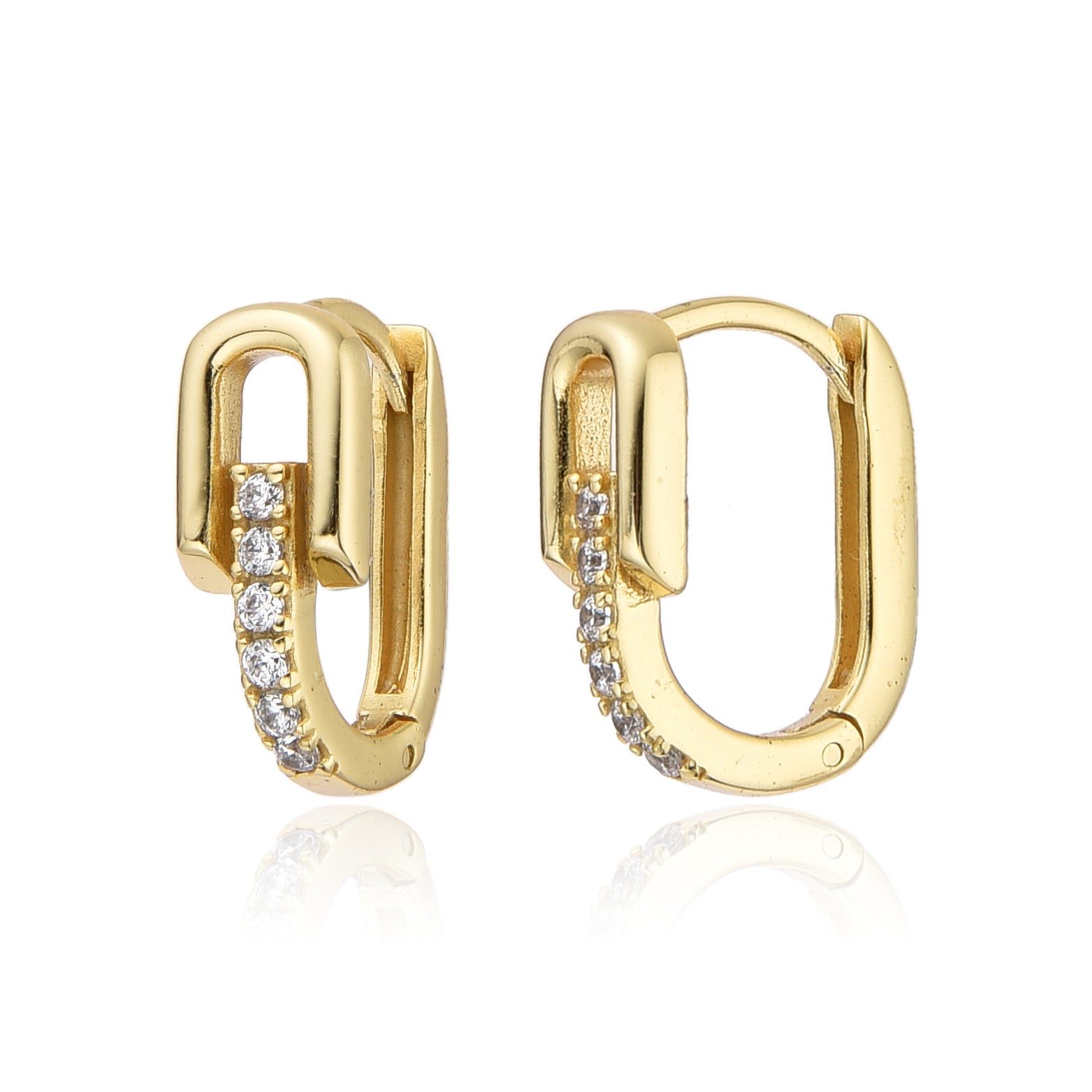 Pendientes Plata - Eslabón - 13 mm - Bañado Oro y Plata Rodiada