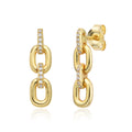 Pendientes Eslabón - Circonita Blanca - 20mm - Plata Bañado Oro y Plata Rodiada