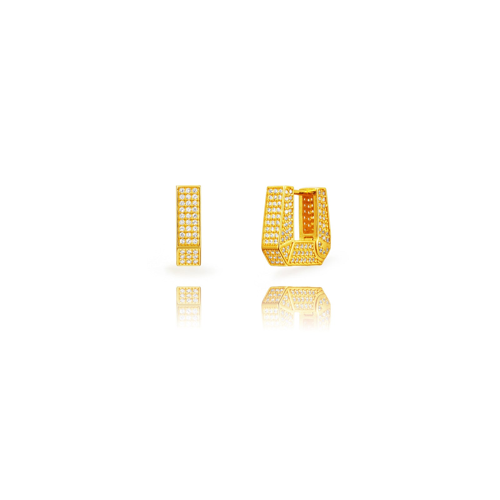Pendientes Aro Bolsa - Circonita - 14 mm - Bañado Oro y Plata Rodiada