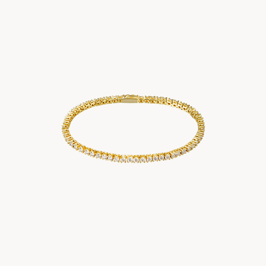 Pulsera Tenis - Moissanita - 2,5 mm - 18 cm - Bañada Oro y Plata Rodiada