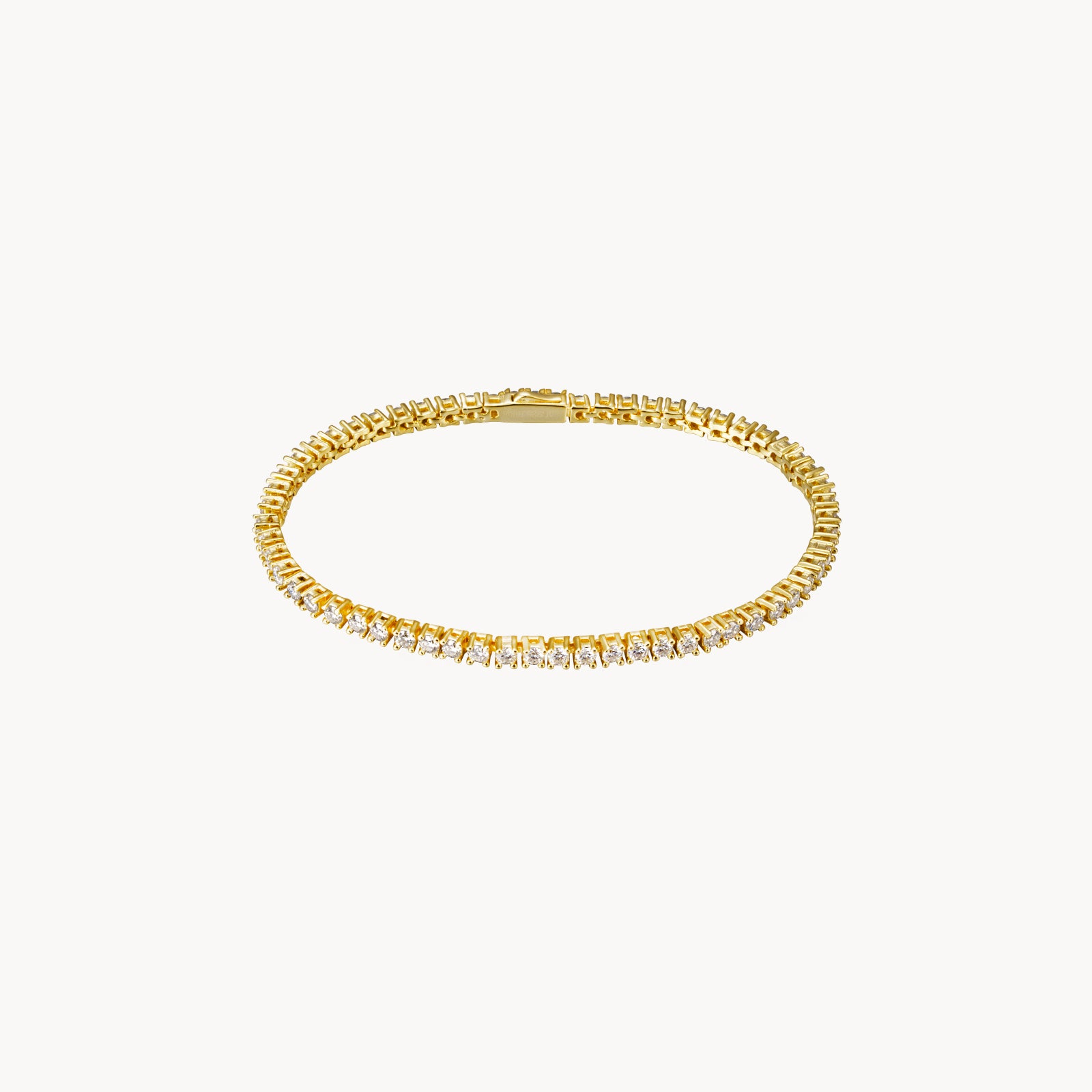 Pulsera Tenis - Moissanita - 2,5 mm - 18 cm - Bañada Oro y Plata Rodiada