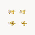 Pendientes Moissanita - Botón - 2, 3, 4, 5 mm - Bañado Oro y Plata Rodiada