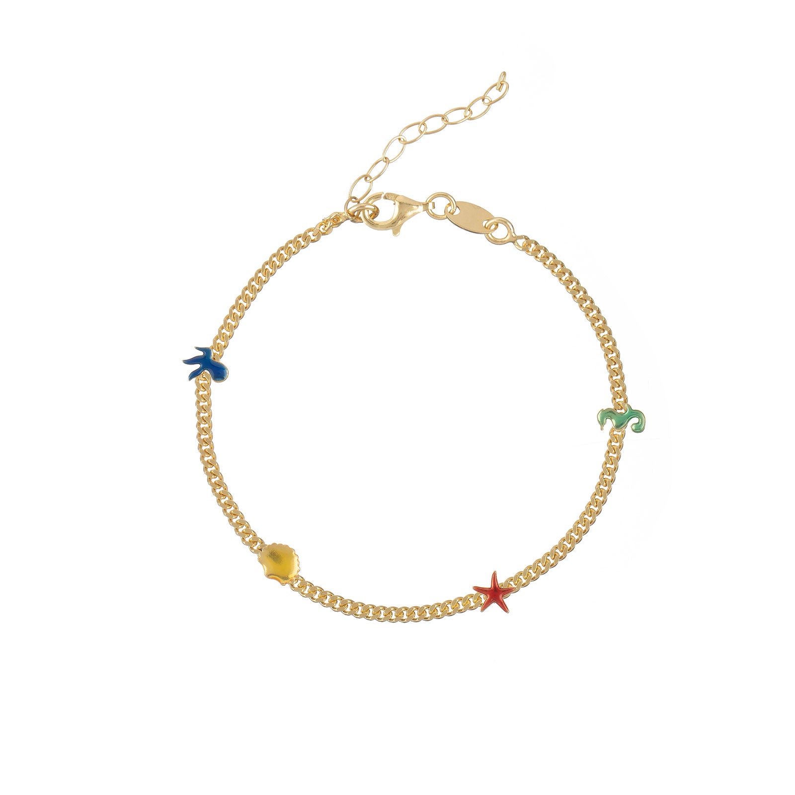 Pulsera Enamel Mar Multi 16+3cm - Bañado en Oro