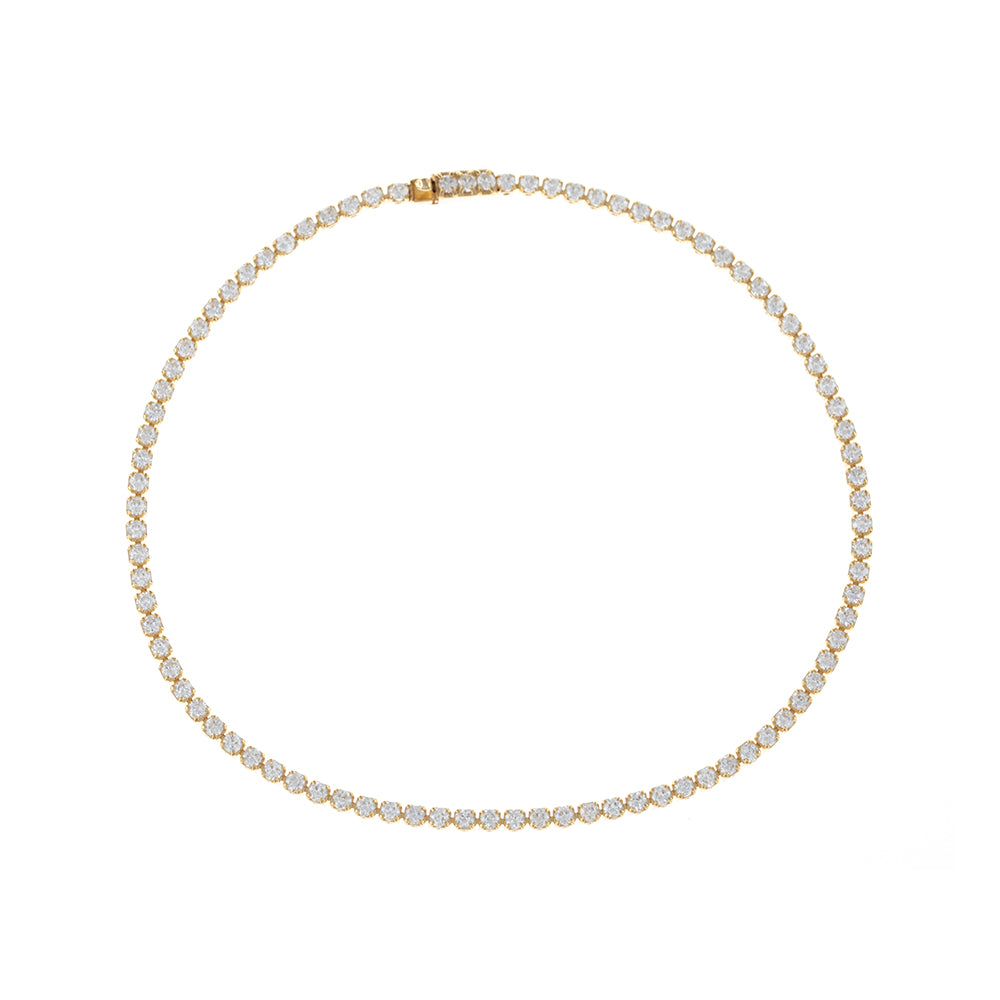 Pulsera Circonita - 1mm - Tenis - Plata Rodiada