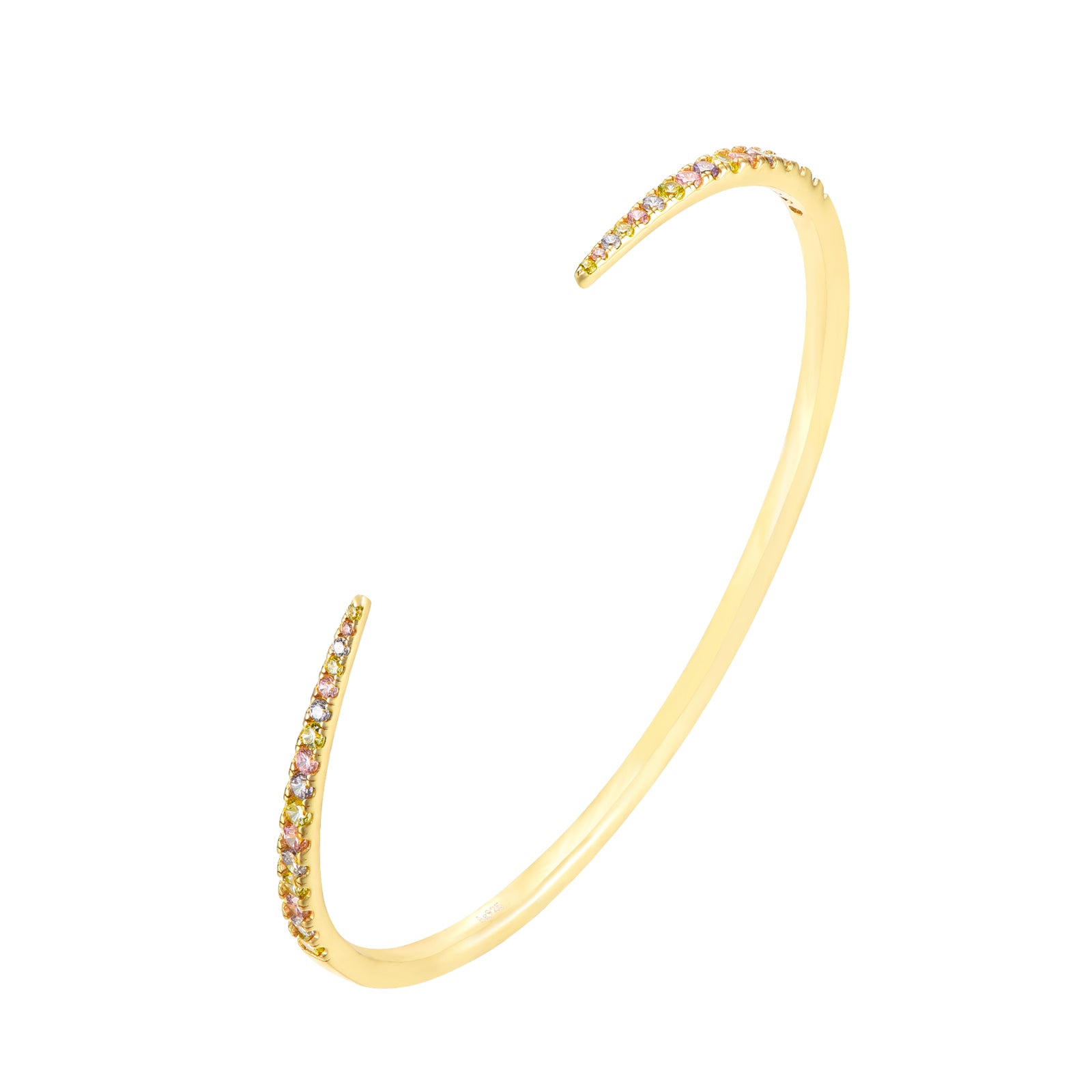 Pulsera Circonita Esclava - 57 mm - Bañada Oro y Plata Rodiada