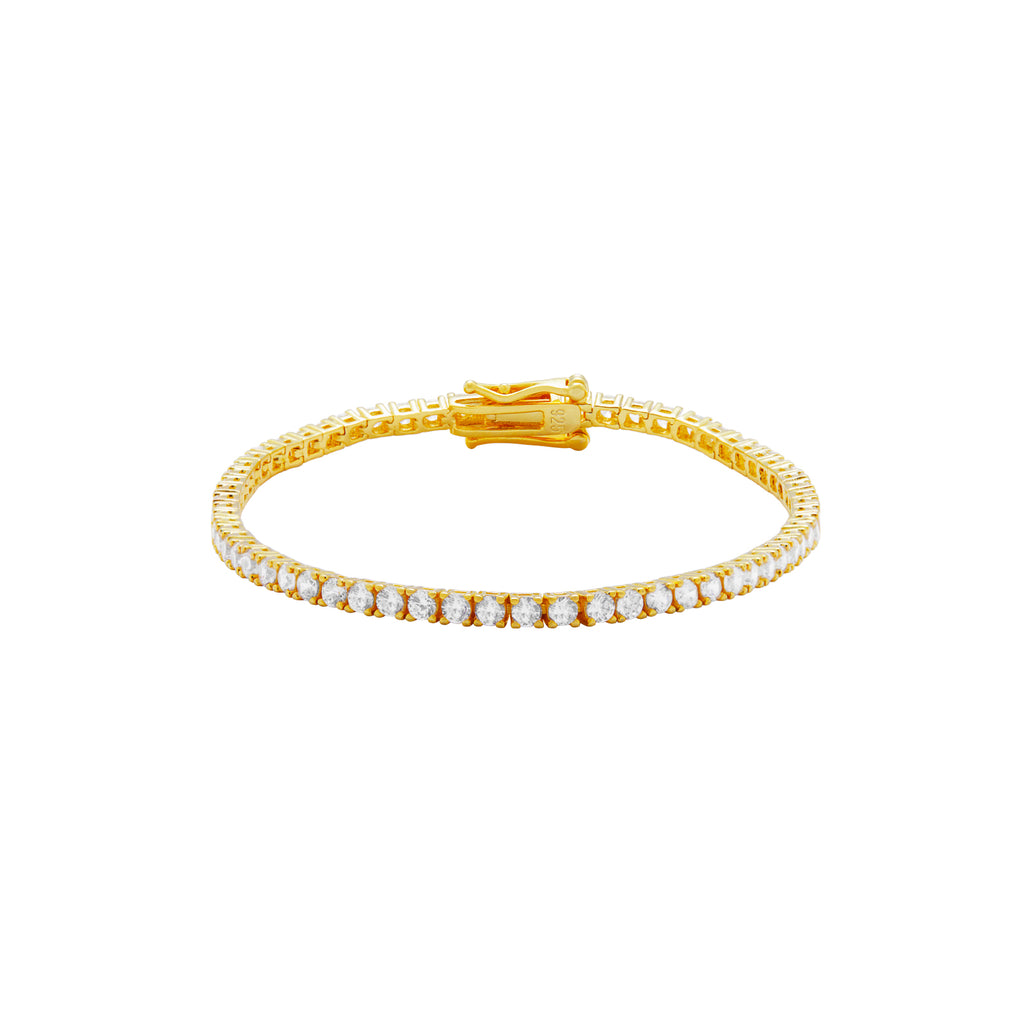 Pulsera Tenis - Circonita 2.0, 2.5 , 3.0 mm - 18 cm - Bañada Oro y Plata Rodiada
