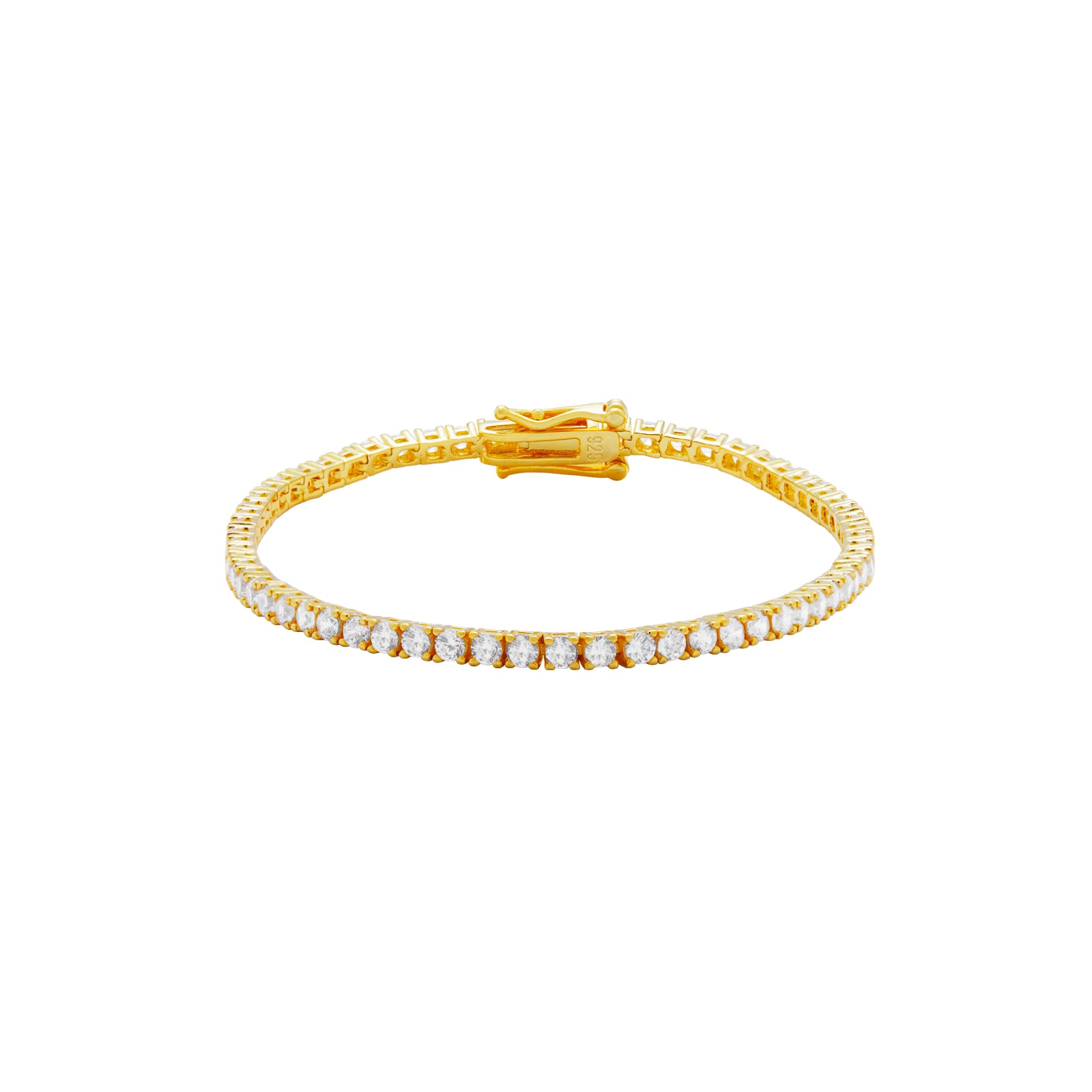 Pulsera Tenis - Circonita 2.0, 2.5 , 3.0 mm - 18 cm - Bañada Oro y Plata Rodiada
