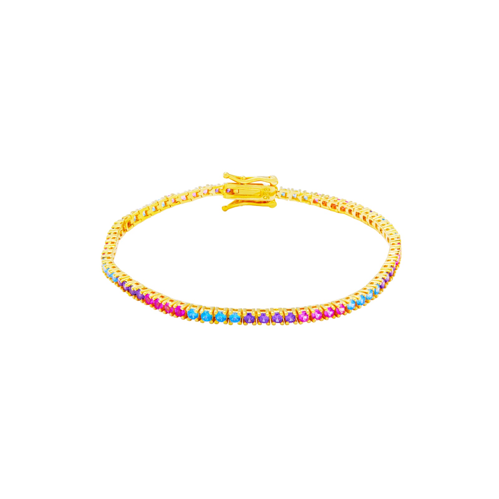 Pulsera Tenis - Circonita 2.0, 2.5 , 3.0 mm - 18 cm - Bañada Oro y Plata Rodiada