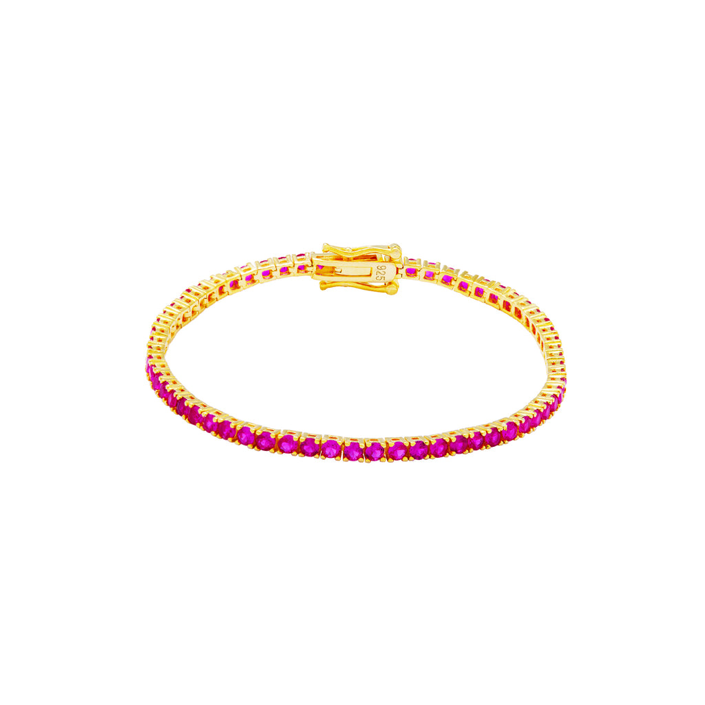 Pulsera Tenis - Circonita 2.0, 2.5 , 3.0 mm - 18 cm - Bañada Oro y Plata Rodiada