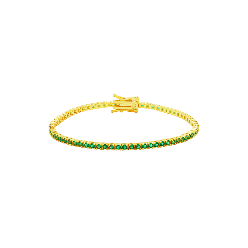 Pulsera Tenis - Circonita 2.0, 2.5 , 3.0 mm - 18 cm - Bañada Oro y Plata Rodiada