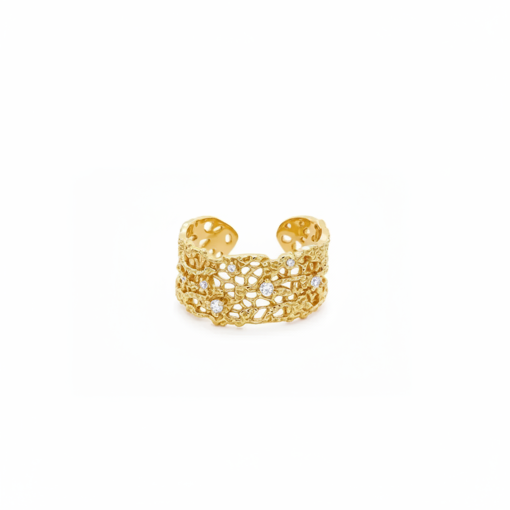 Anillo calado filigrana cristales - oro