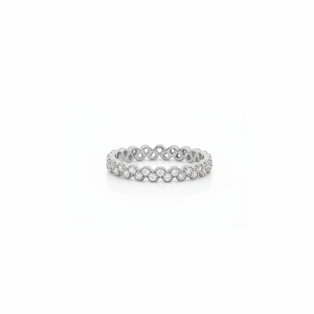 Anillo eternidad diamantes - plata