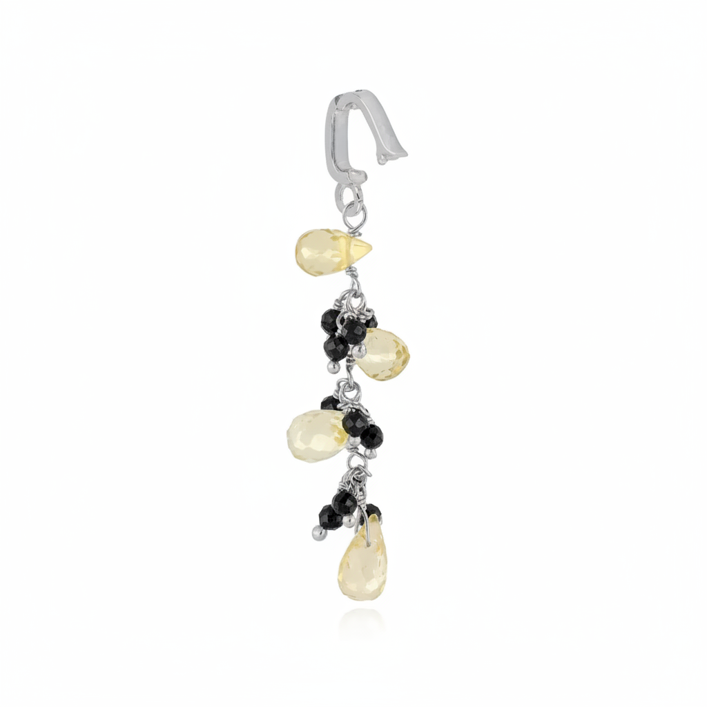 Ear cuff citrino espinela - plata