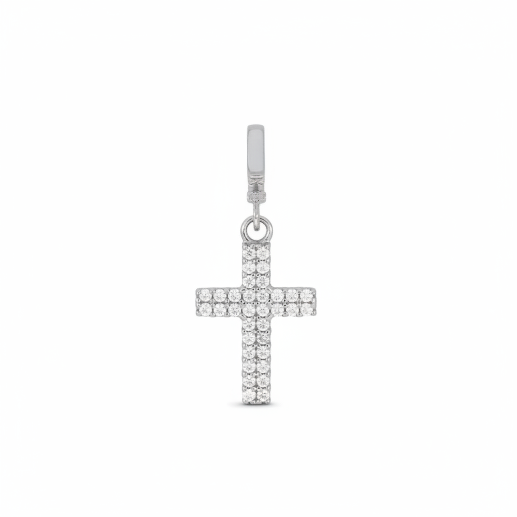 Ear cuff cruz pavé - plata