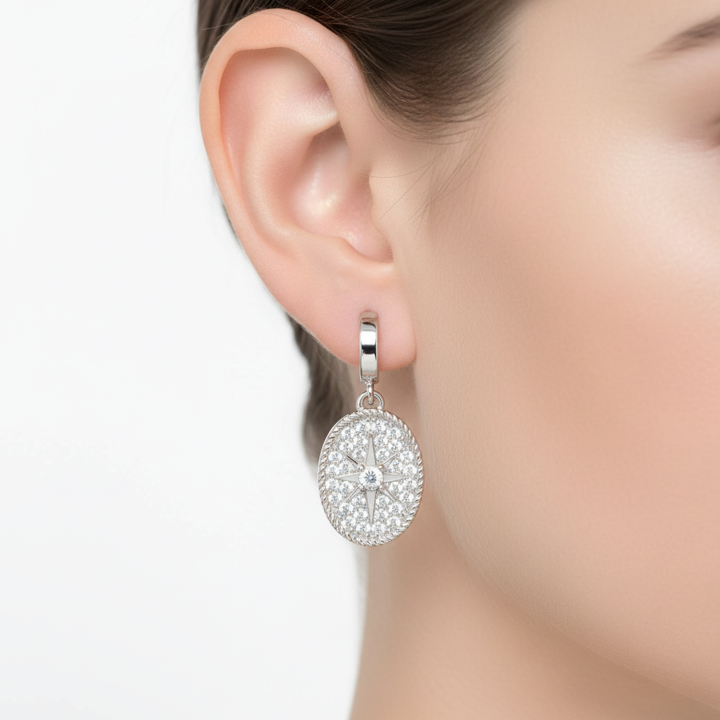 Ear cuff medalla estrella polar - plata