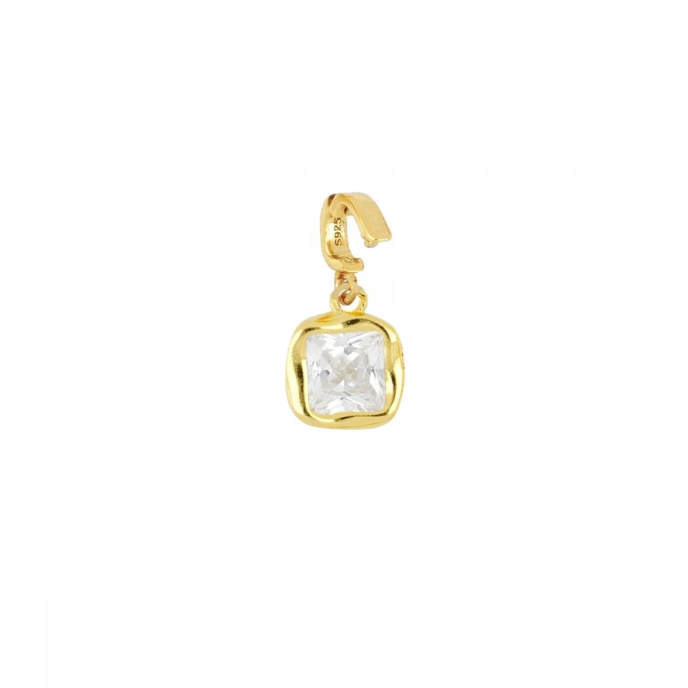 Colgante con porta charm en plata de primera ley rodiada y plata 925 bañada en oro.