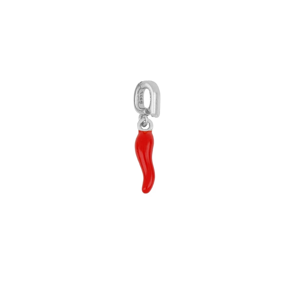 Colgante con porta charm en plata de primera ley rodiada y plata 925 bañada en oro.